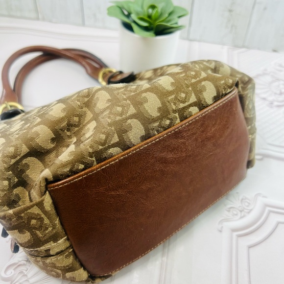 Y2K Rosetti Faux Leather Canvas Beige Tan And Brown Bag Multi Compartments small - Picture 4 of 13